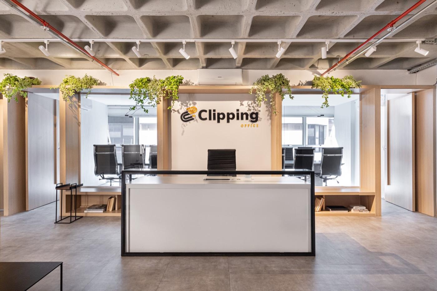 Recepção do coworking Clipping em Brasília